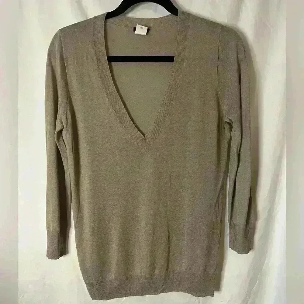 J.Crew Deep V Silk & Linen Sweater